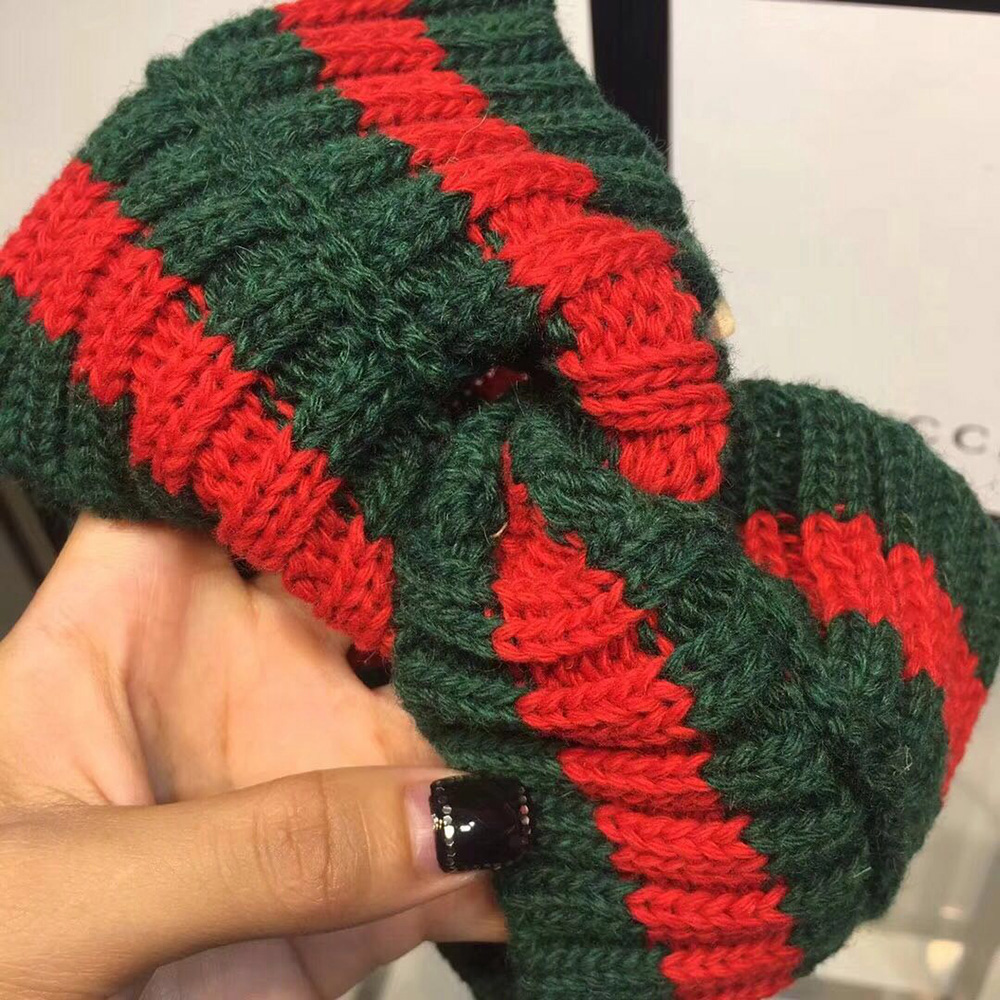 Gucci Green And Red Wool Web Headband  - 