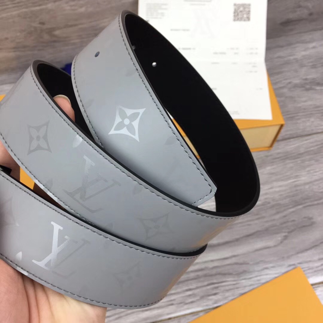 Louis Vuitton Grey 40MM Reversible Belt (Gun Color Buckle) - 