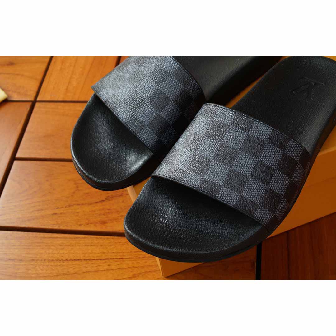 Louis Vuitton Black Damier Sandals - 