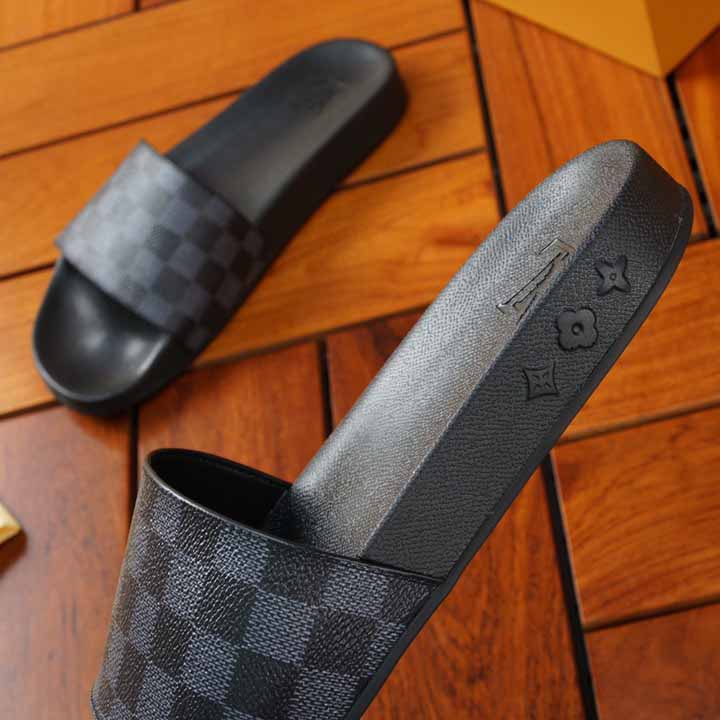 Louis Vuitton Black Damier Sandals - 