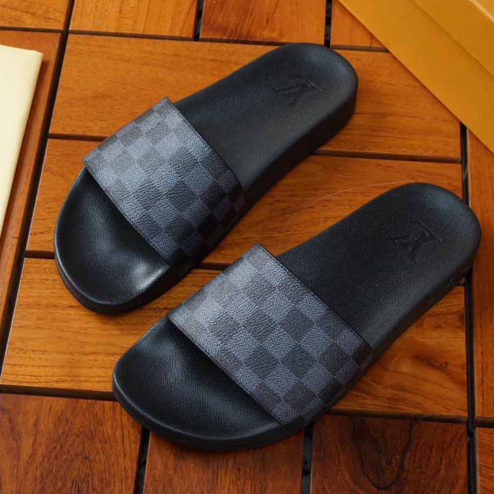 Louis Vuitton Black Damier Sandals - 