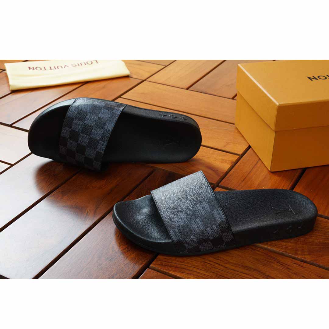 Louis Vuitton Black Damier Sandals - 