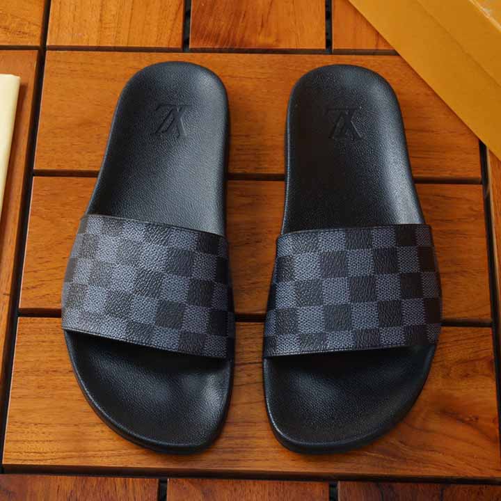 Louis Vuitton Black Damier Sandals - 