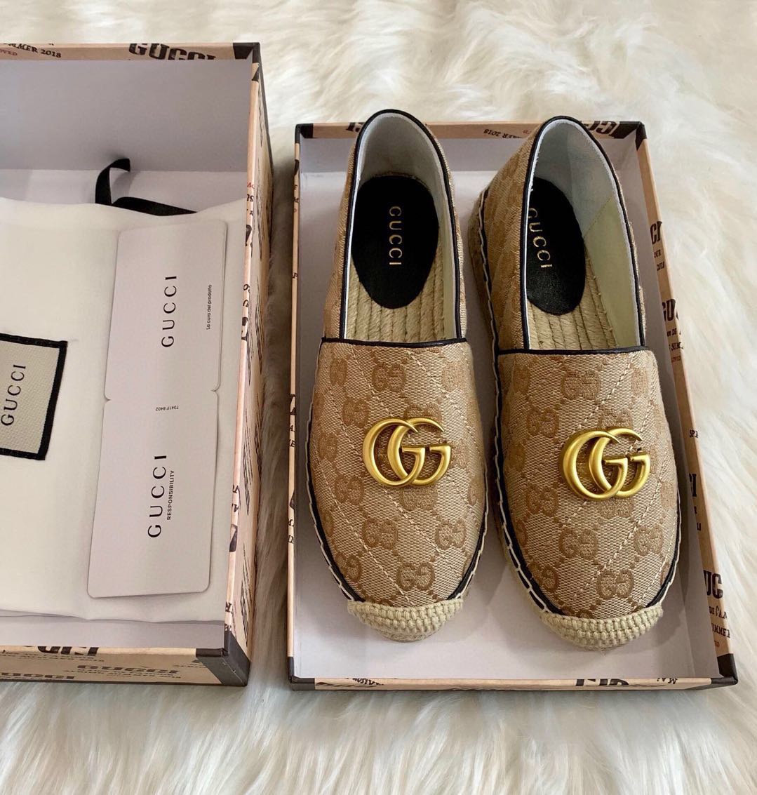 Gucci Women's GG Matelassé Canvas Espadrille - 