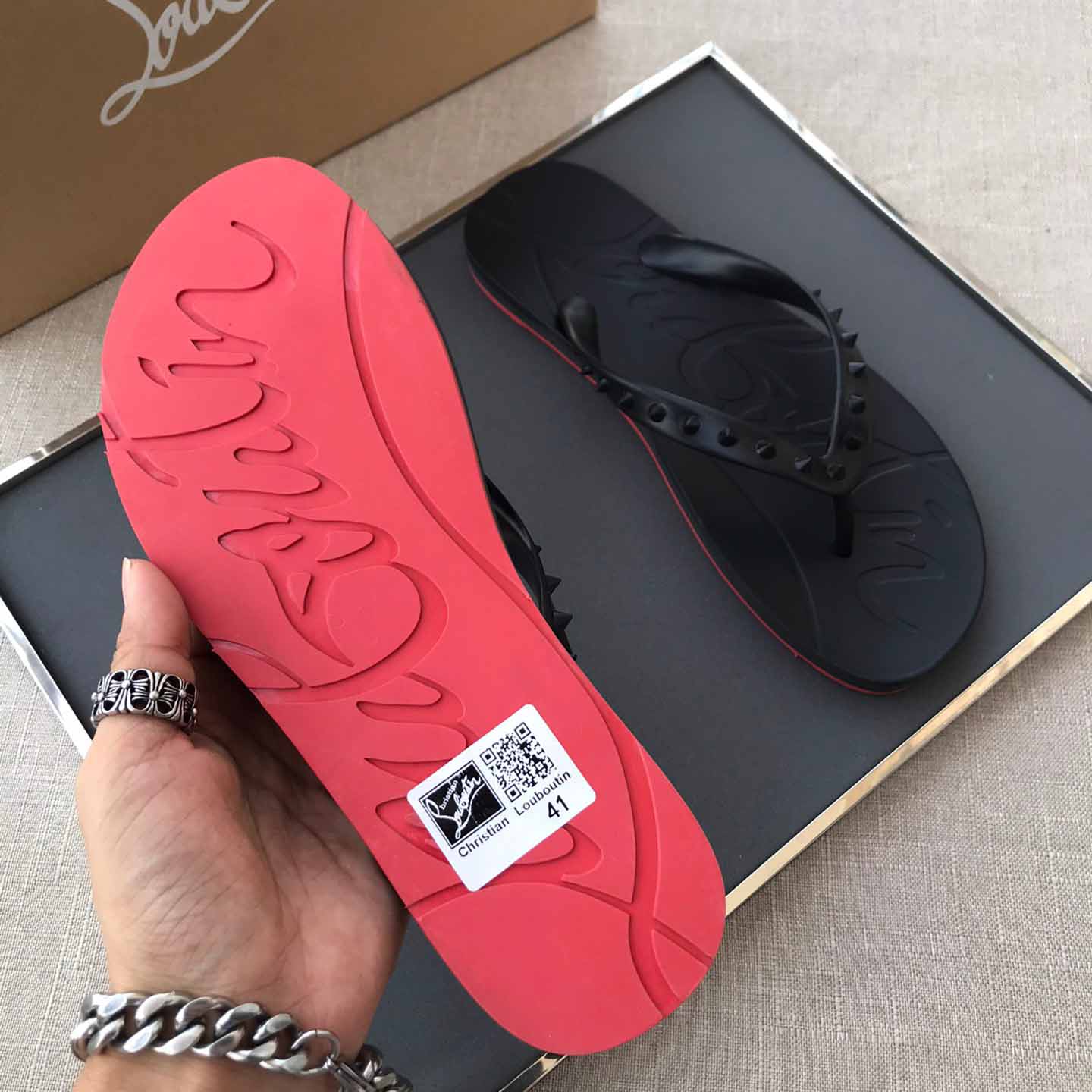 Christian Louboutin CL Loubi Flip Black PVC - 