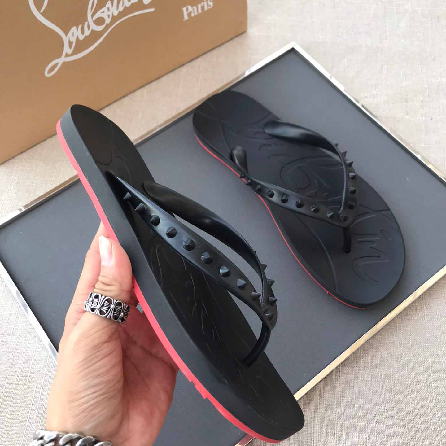 Christian Louboutin CL Loubi Flip Black PVC - 