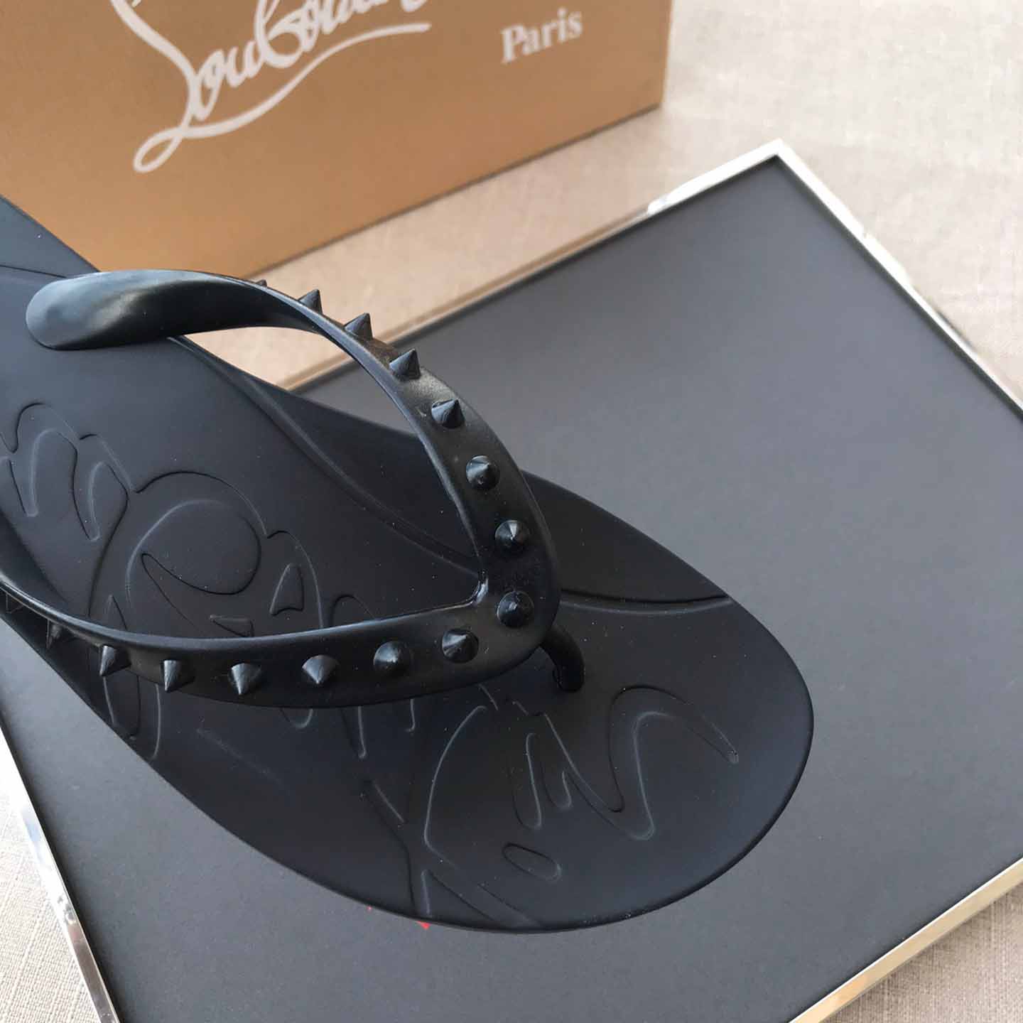 Christian Louboutin CL Loubi Flip Black PVC - 