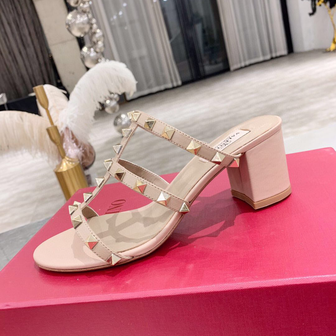 Saint Laurent Rockstud Caged 60mm Slide Sandals - 
