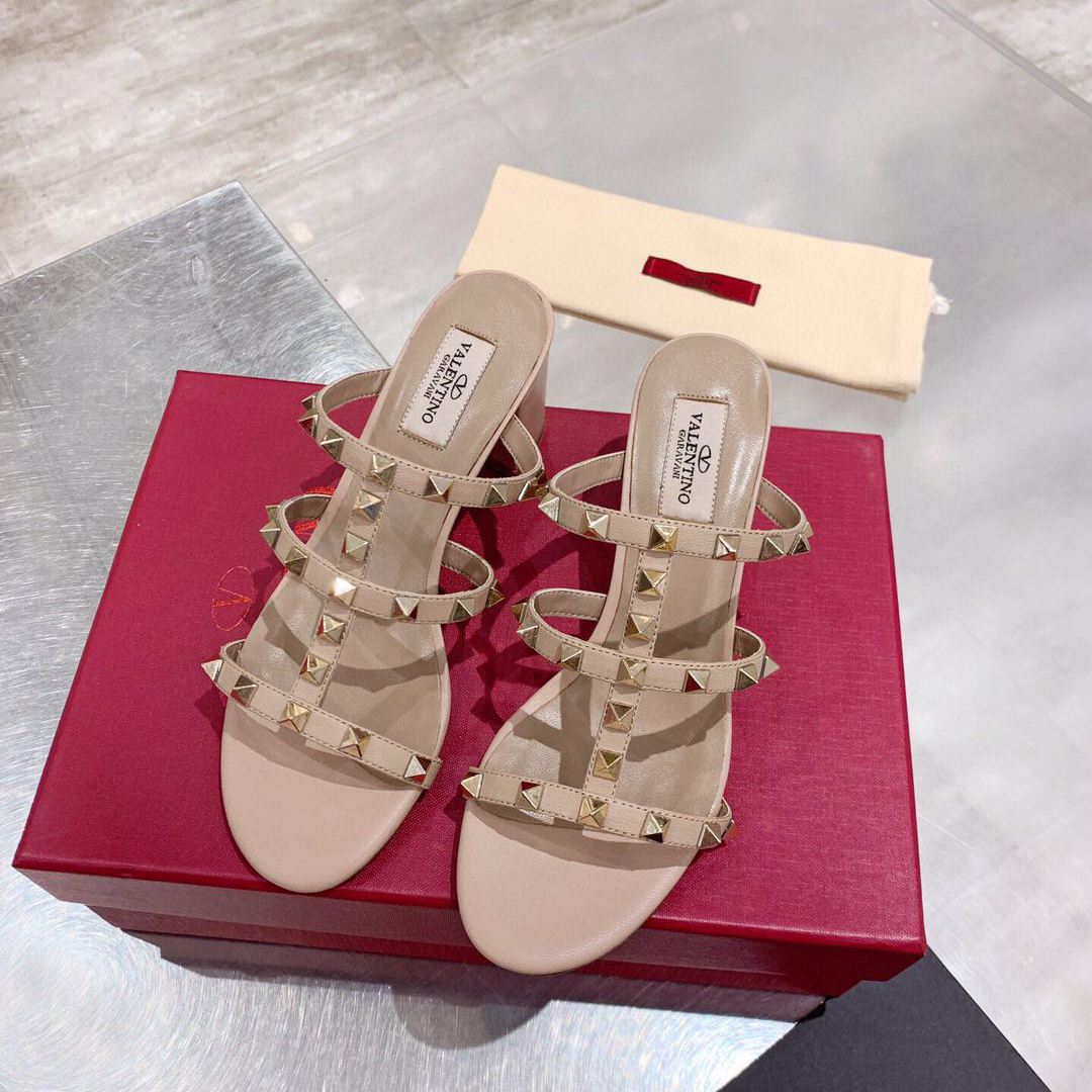 Saint Laurent Rockstud Caged 60mm Slide Sandals - 