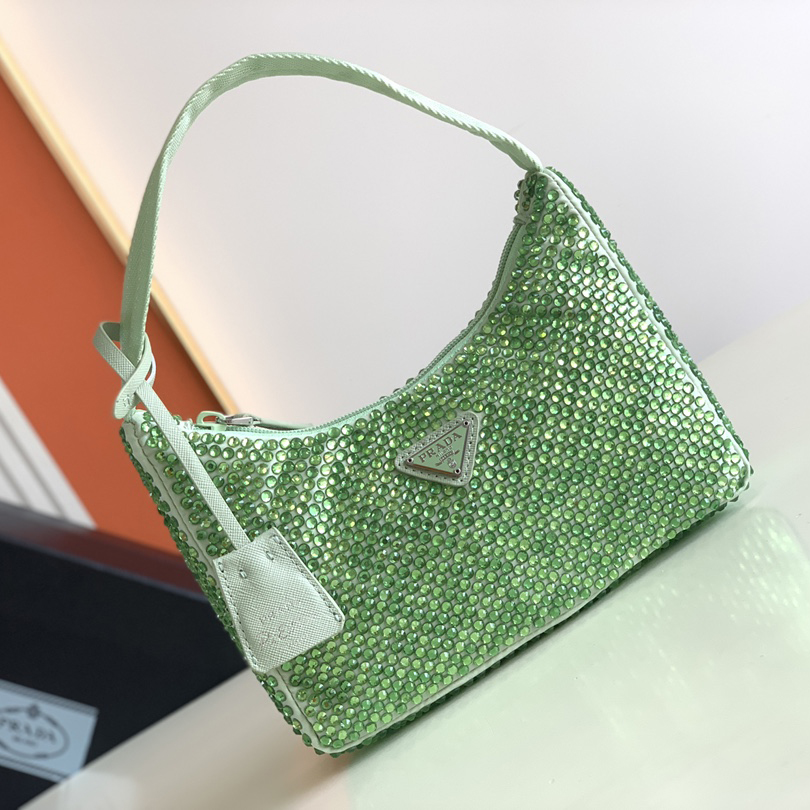 Prada Satin Bag With Artificial Crystals(23-13-5CM) - DesignerGu