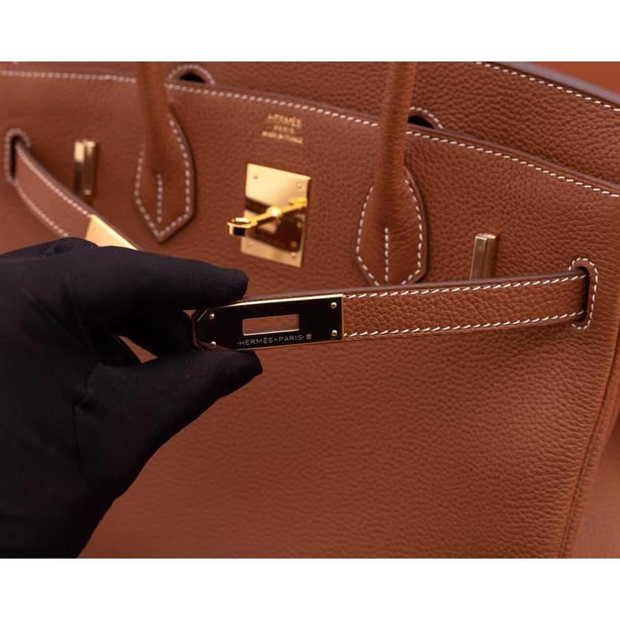 Hermes Birkin 30 Fjord Leather Gold Handbag （25-20-13CM） - 