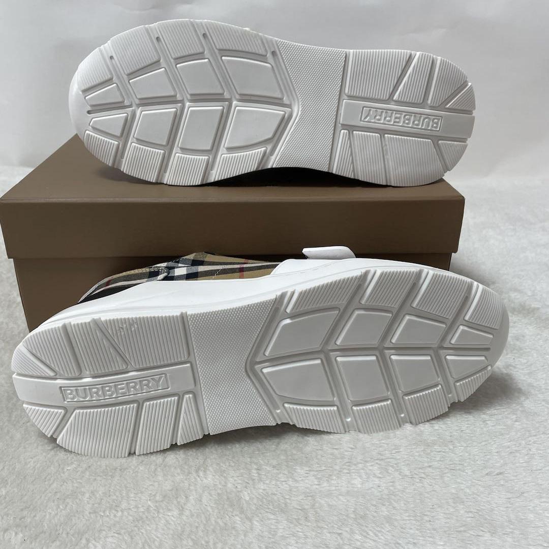 Burberry Check Cotton And Leather Sneakers - 