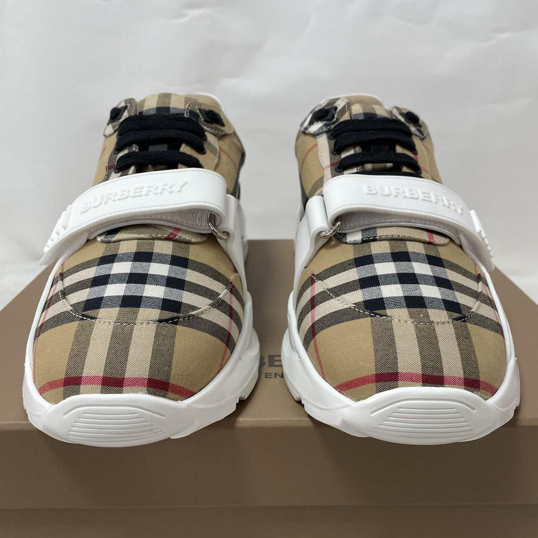 Burberry Check Cotton And Leather Sneakers - 