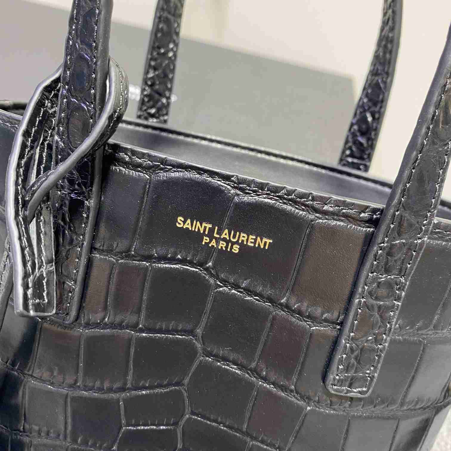 Saint Laurent Paris Mini Toy Shopping In Crocodile-Embossed Leather  - 