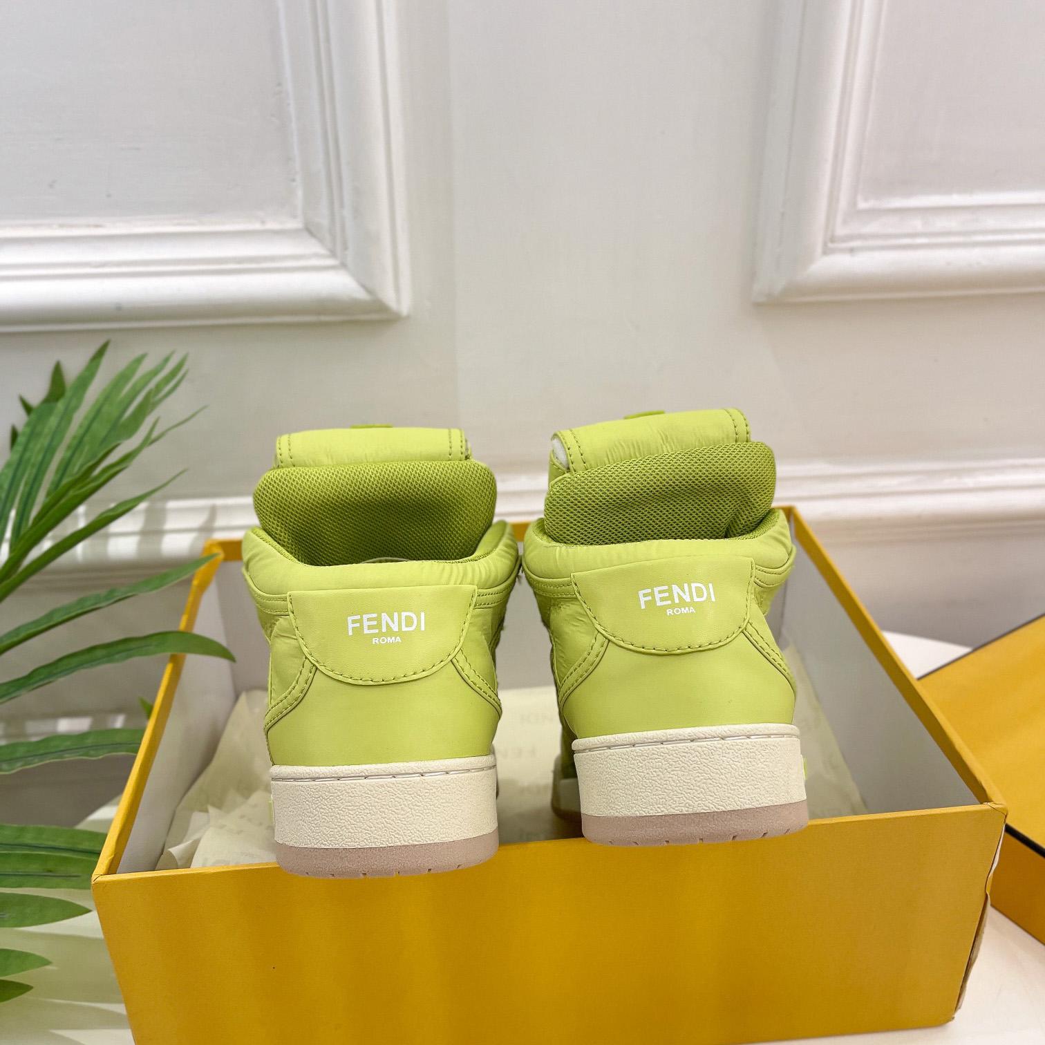 Fendi Match Acid Green Nylon High-Tops Sneaker - 