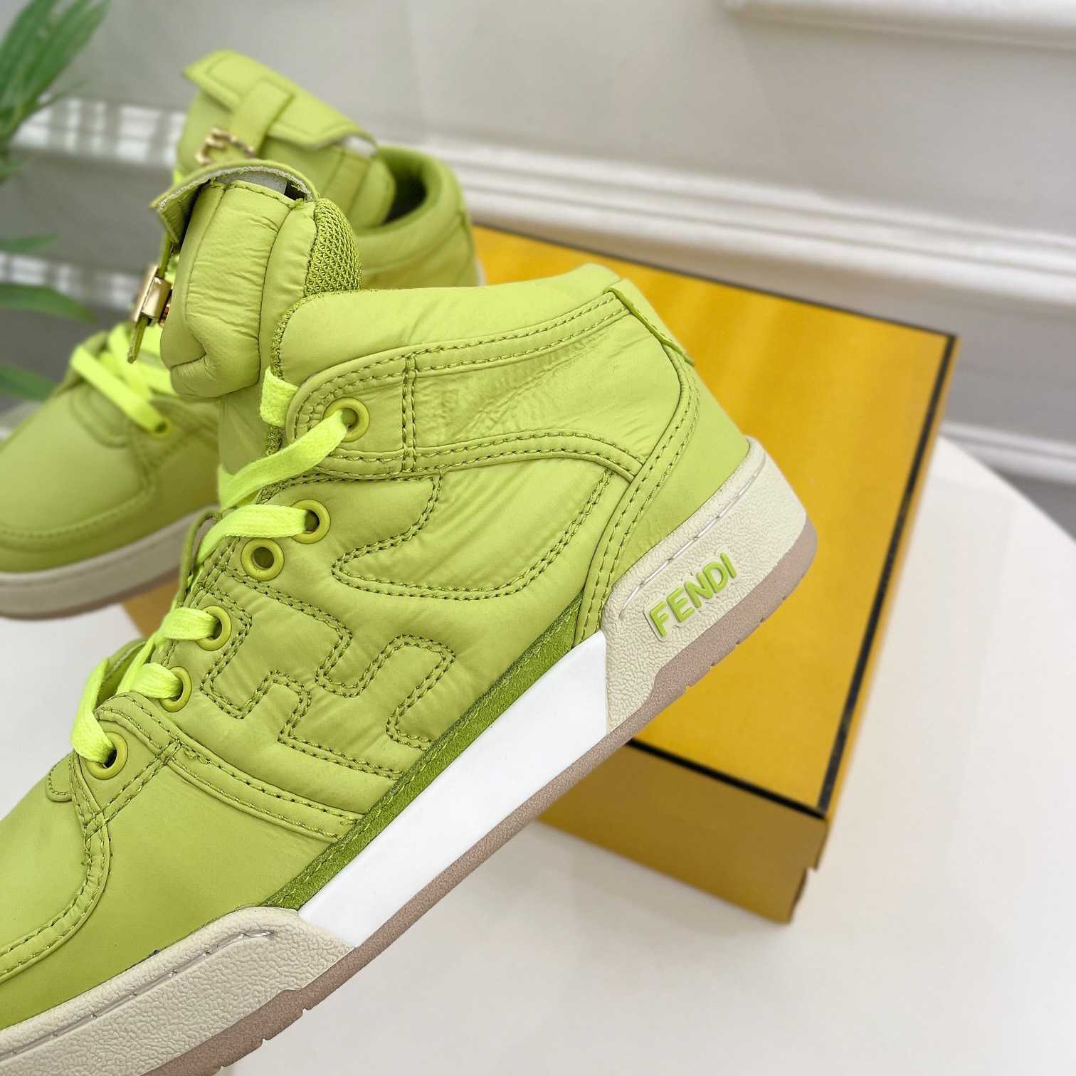 Fendi Match Acid Green Nylon High-Tops Sneaker - 