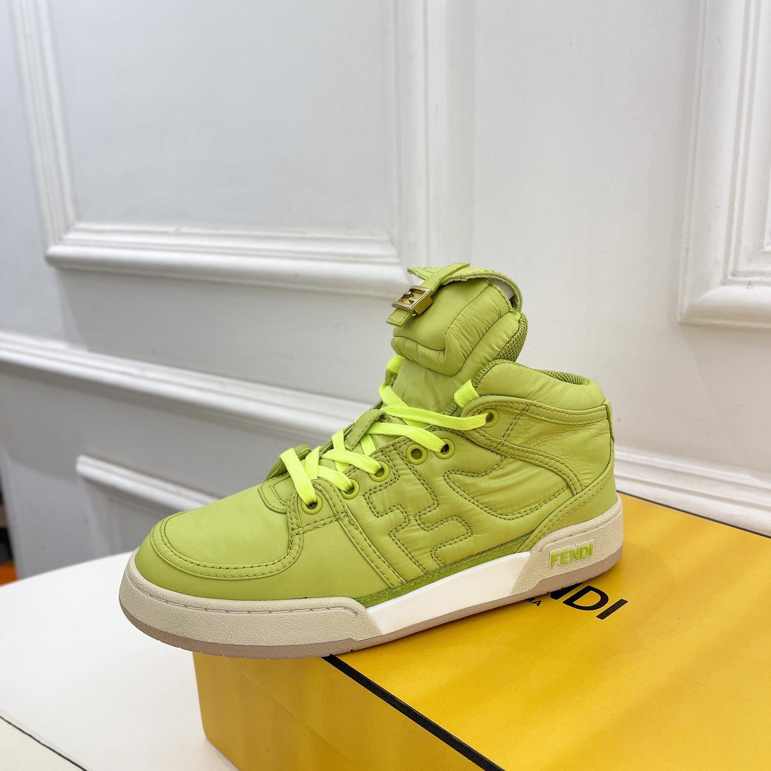 Fendi Match Acid Green Nylon High-Tops Sneaker - 