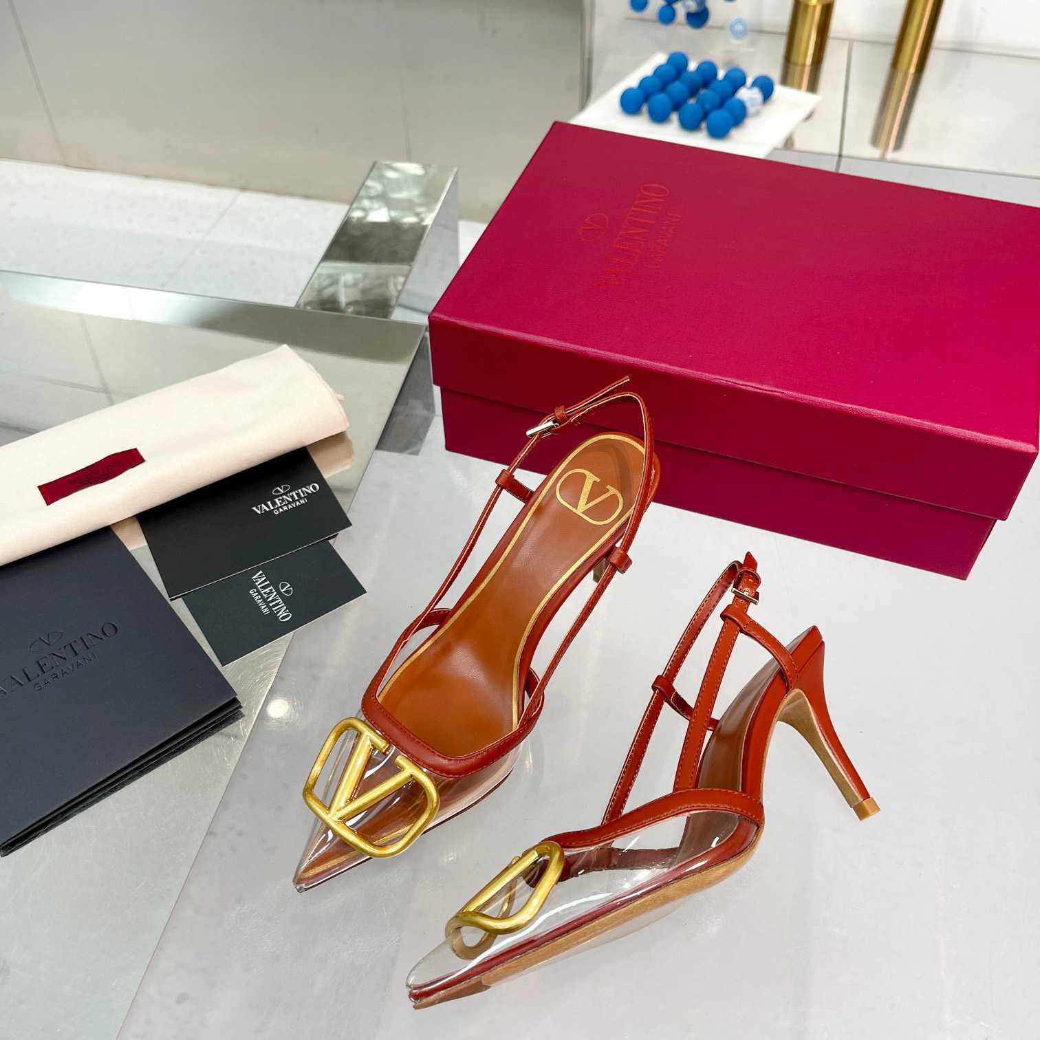 Valenti VLogo Signature Slingback Pump In Transparent Polymer Material  80MM - 