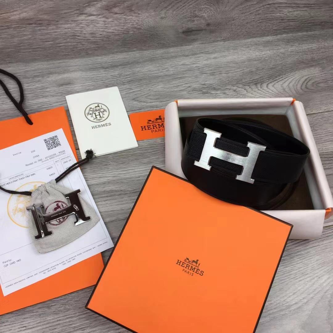 Hermes Black Leather Belt - 