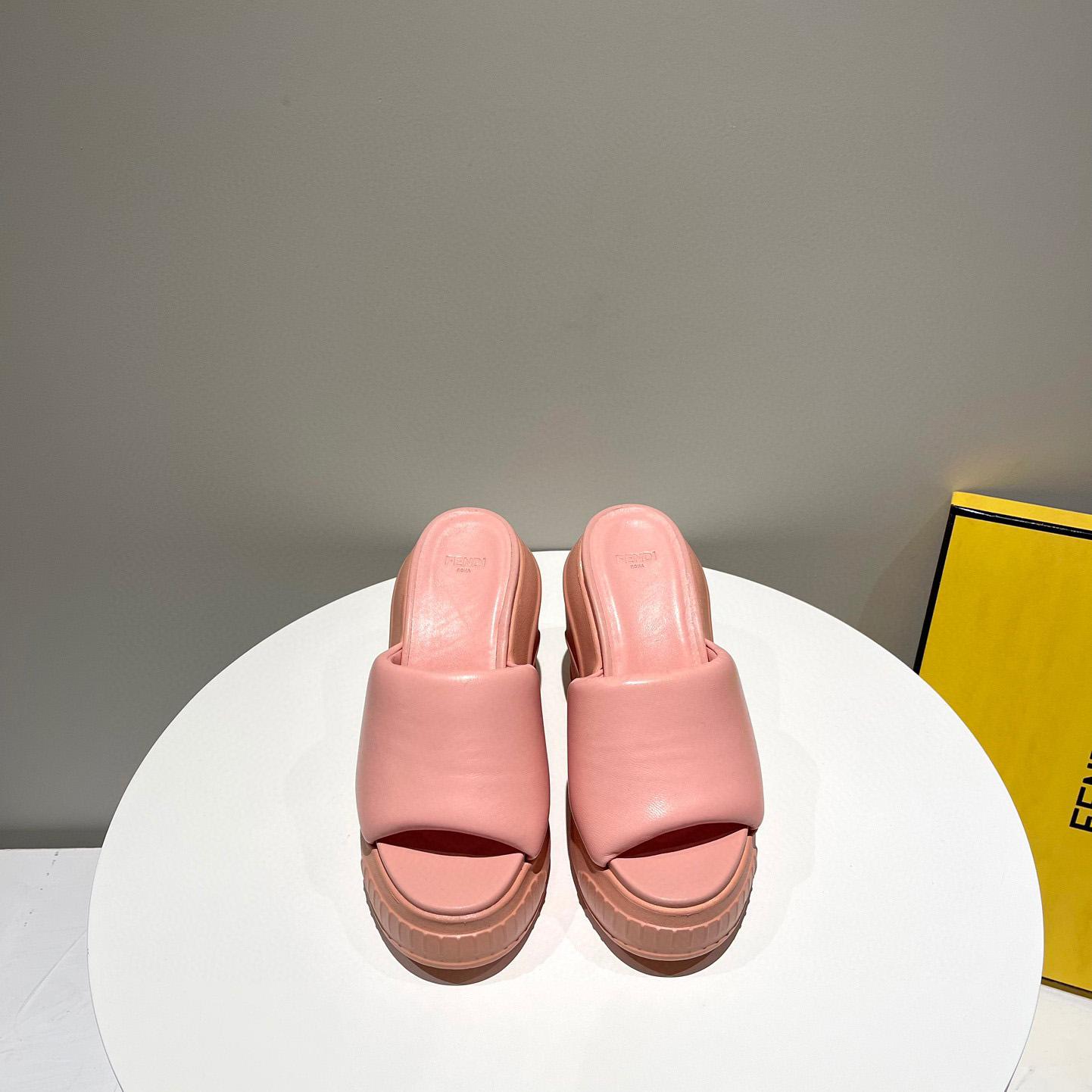 Fendi Fashion Show Pink Nappa Leather Slides - 