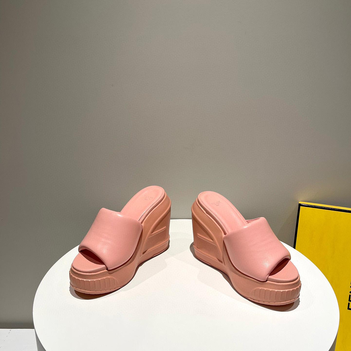 Fendi Fashion Show Pink Nappa Leather Slides - 
