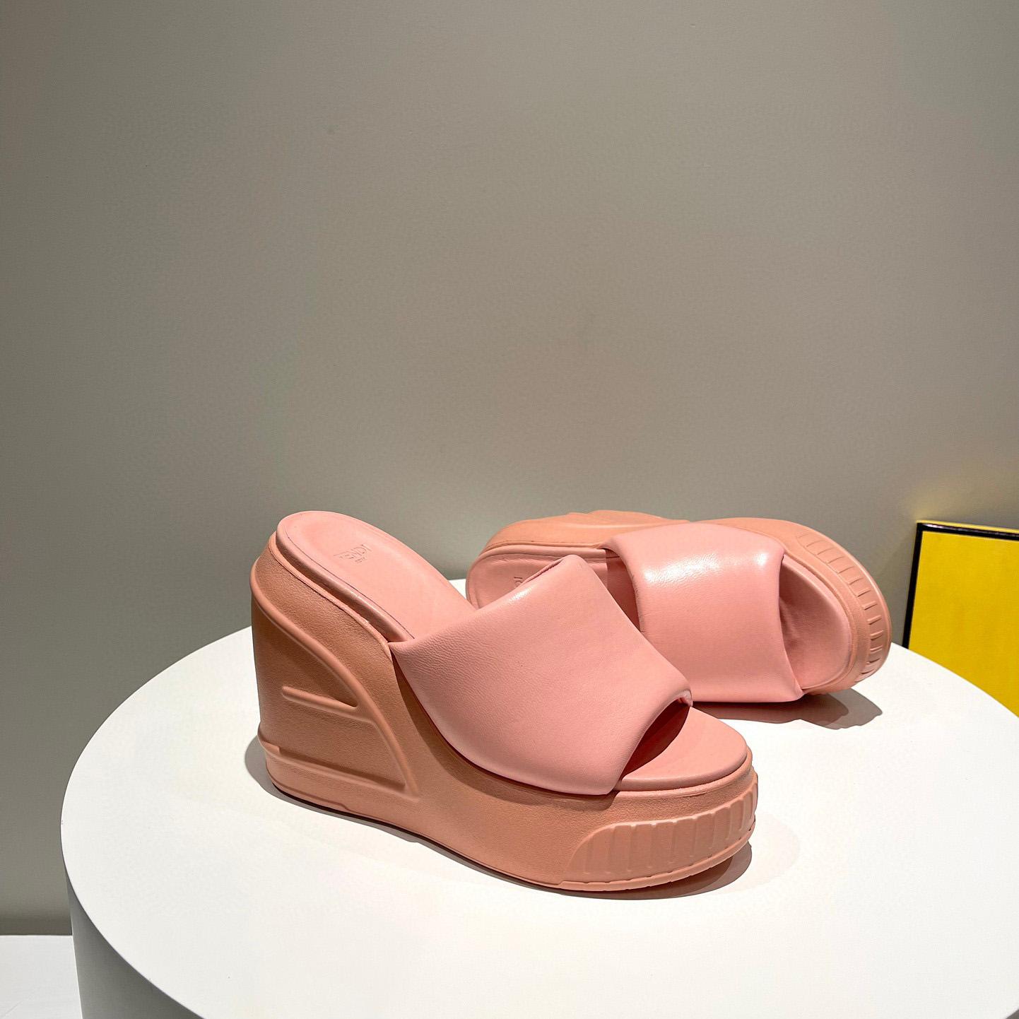 Fendi Fashion Show Pink Nappa Leather Slides - 