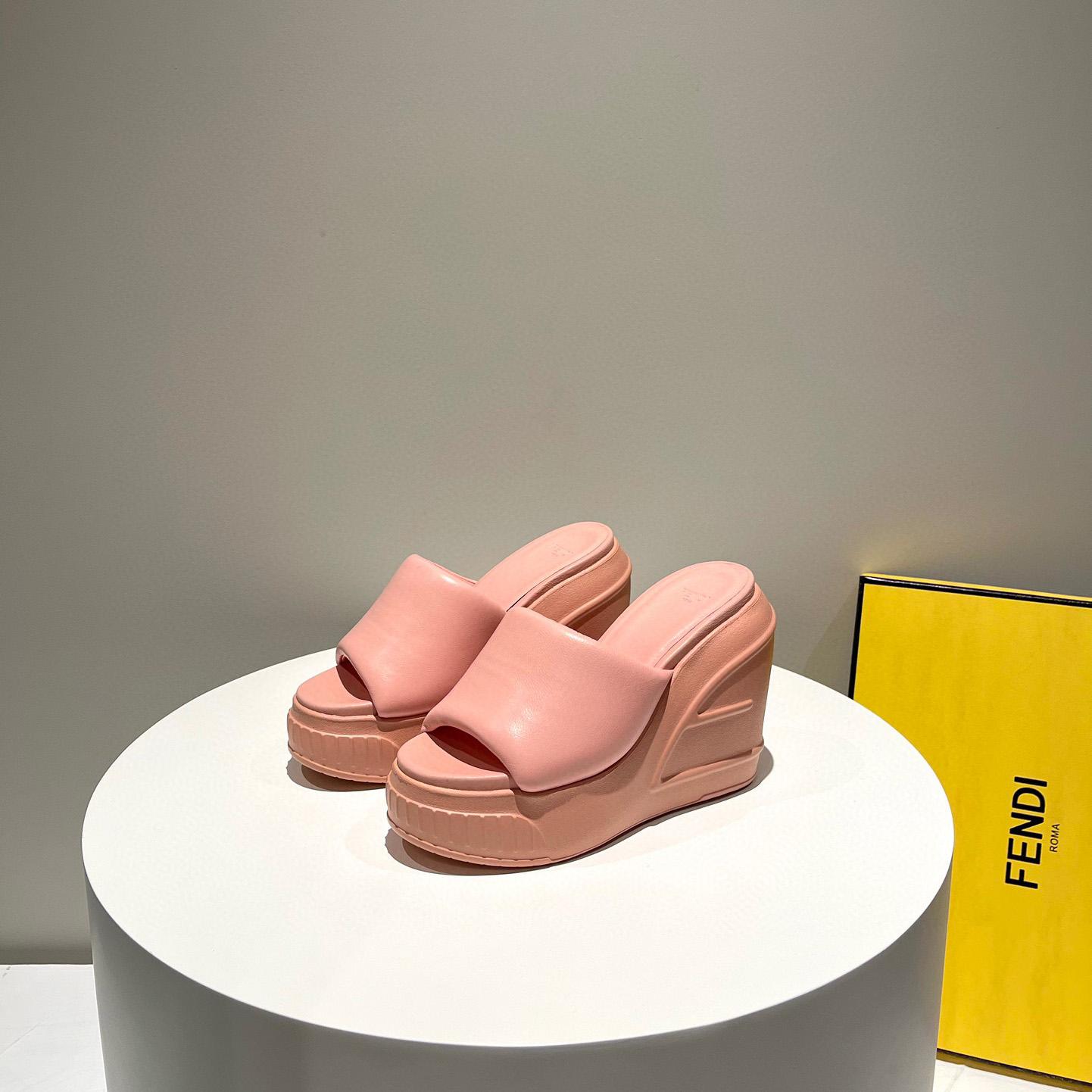 Fendi Fashion Show Pink Nappa Leather Slides - 
