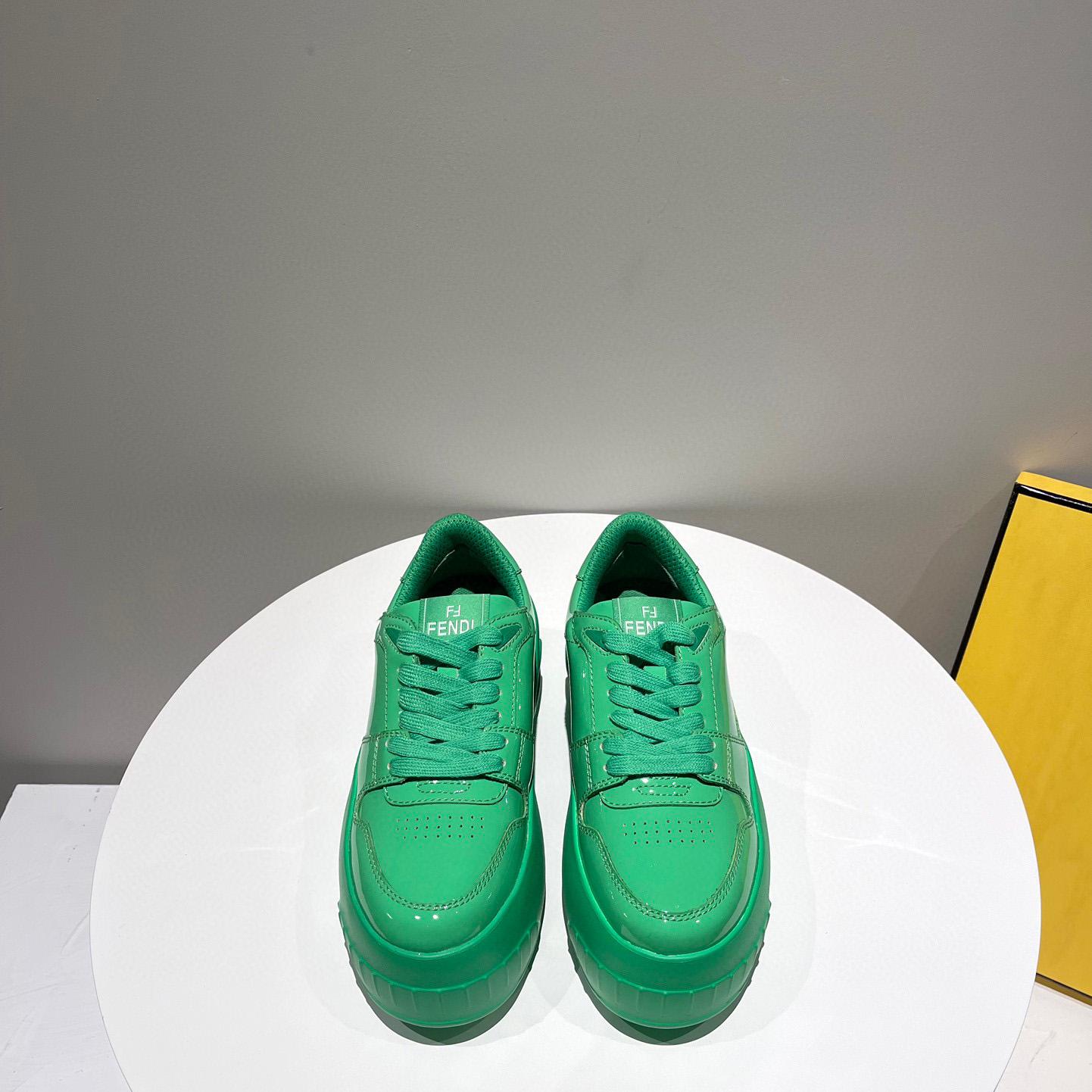Fendi Fashion Show Green Leather Low-Tops Sneaker  - 