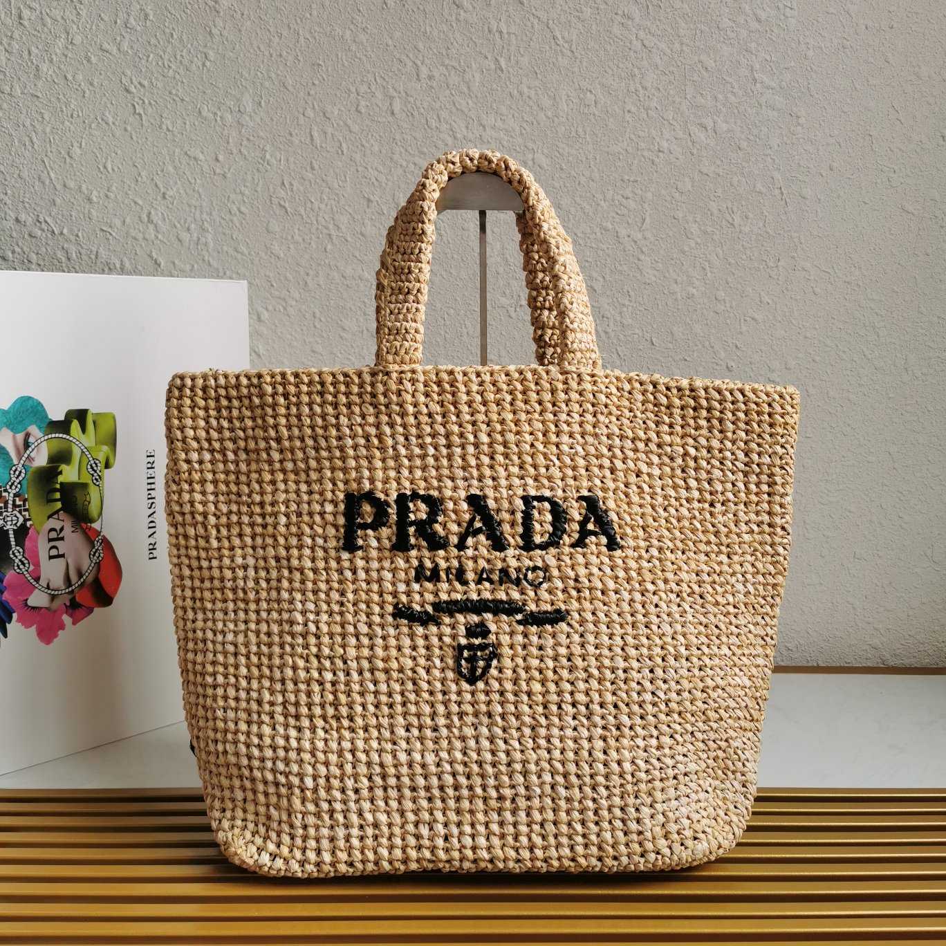 Prada Small Raffia Tote Bag - DesignerGu