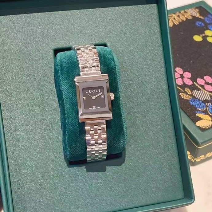 Gucci G-Frame Black Diamond Dial Steel Women's Watch YA128507 - 
