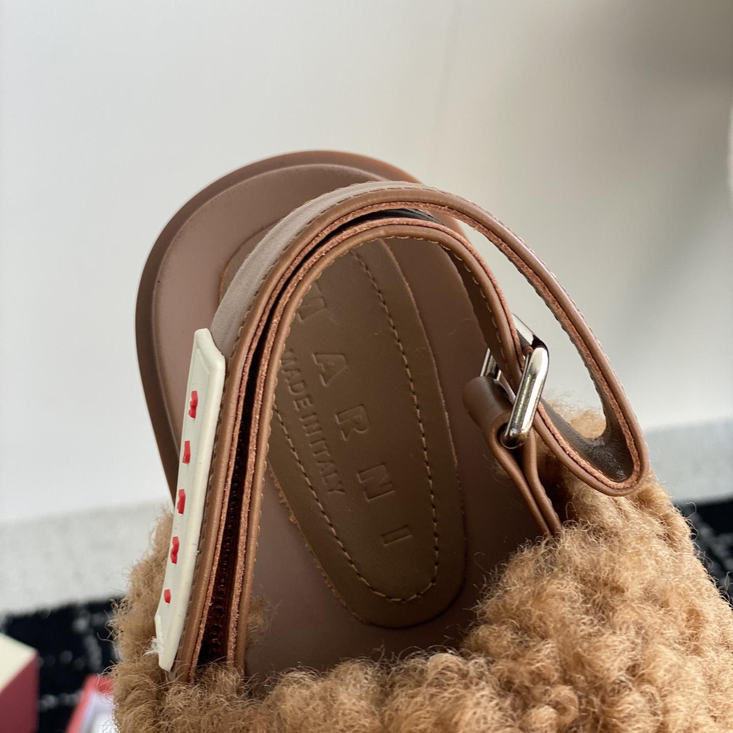 Marni Brown Shearling Sabot - 