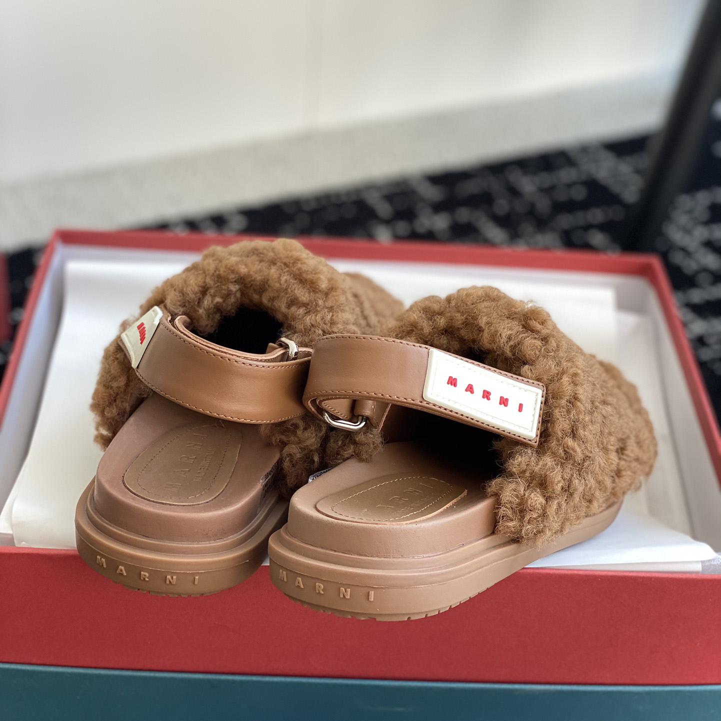 Marni Brown Shearling Sabot - 