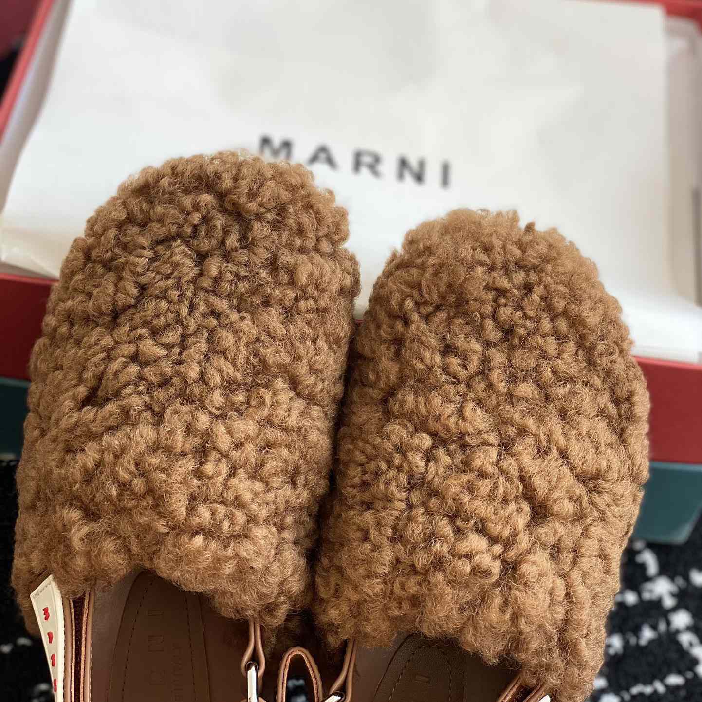 Marni Brown Shearling Sabot - 
