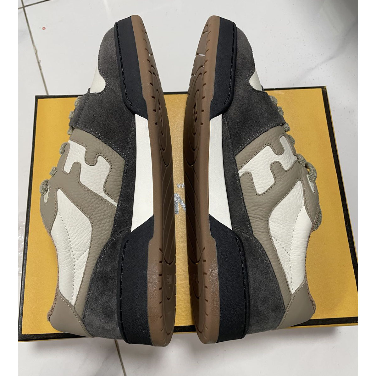 Fendi Match Gray Suede Low-tops Sneakers - 