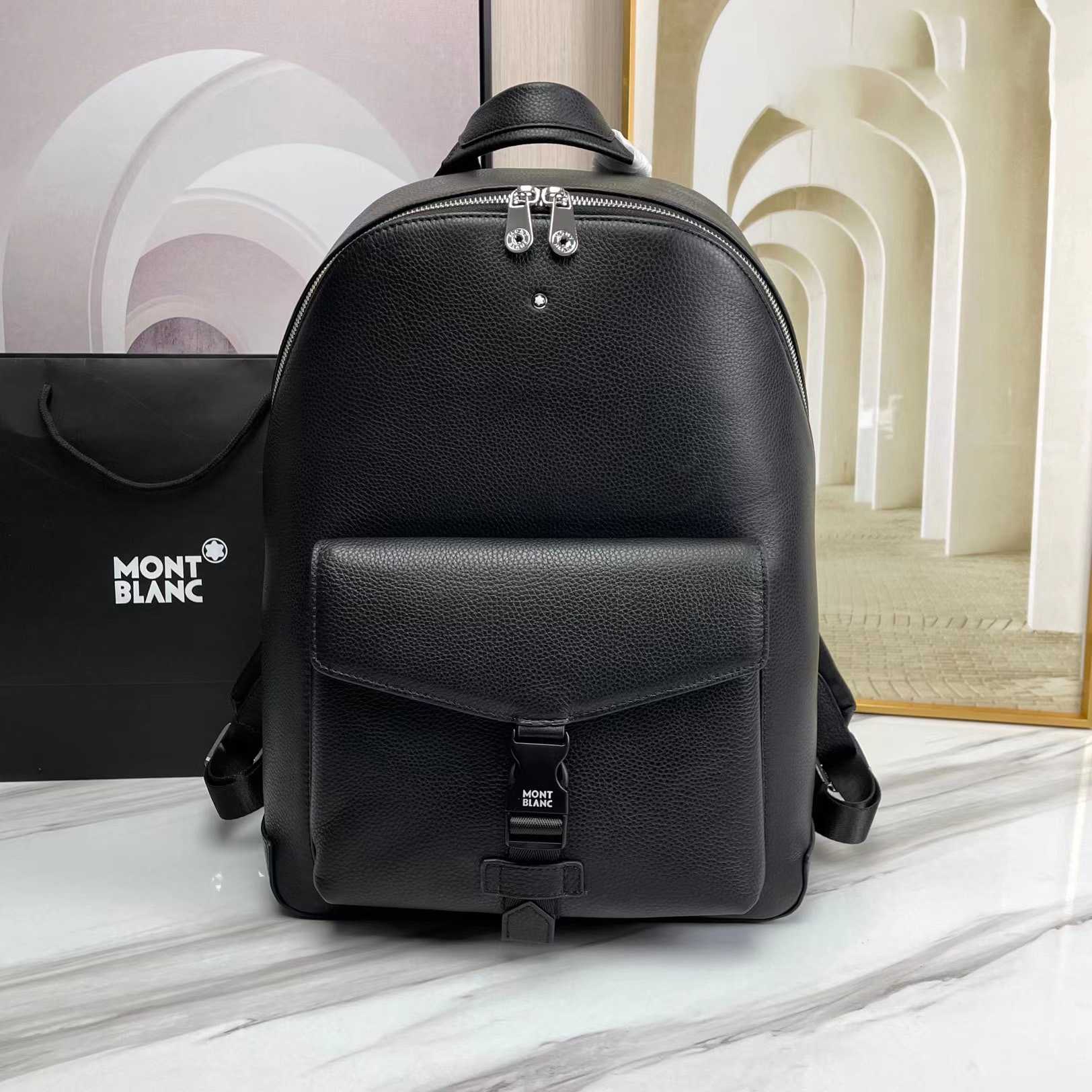 Montblanc Leather Backpack  (30x40x14cm) - DesignerGu