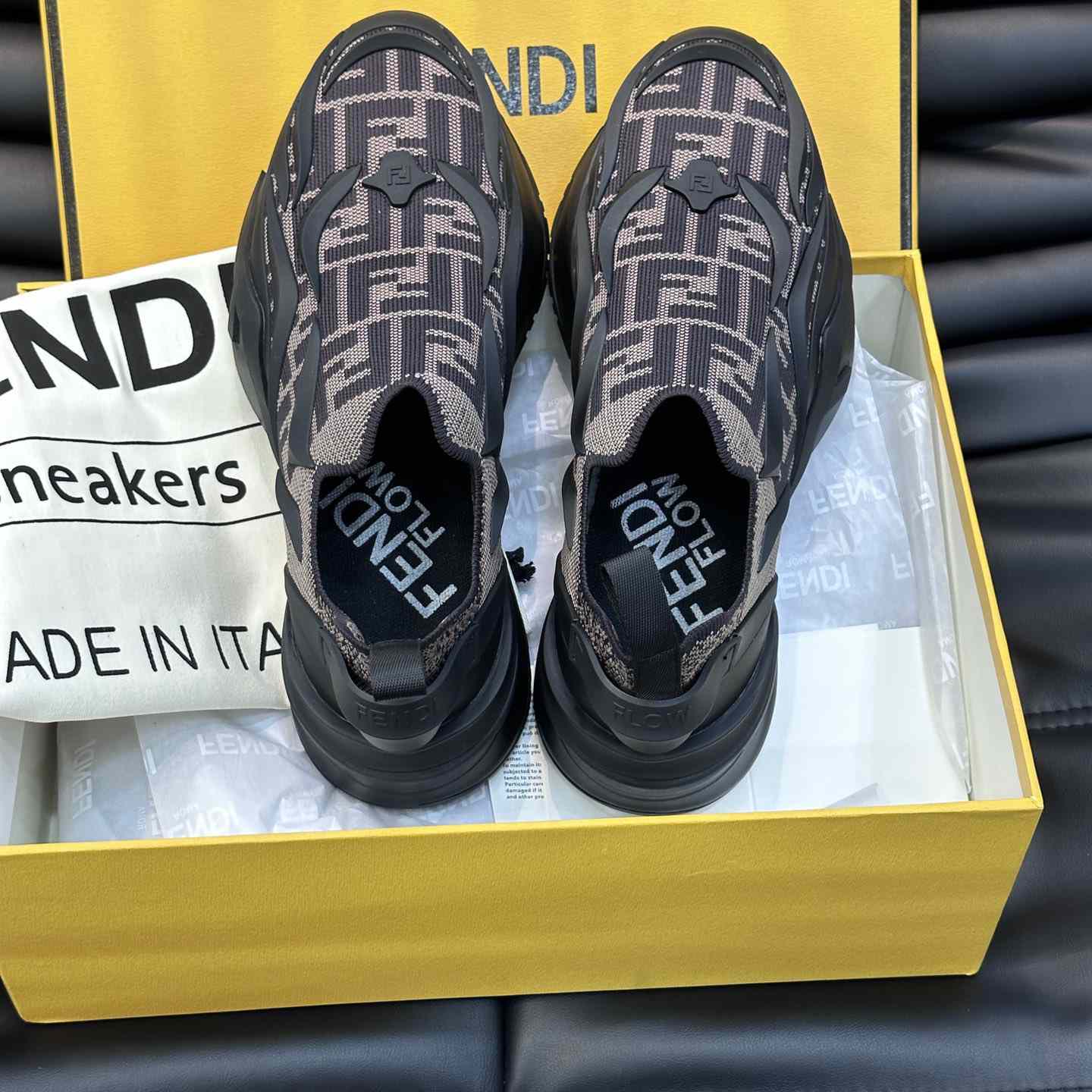 Fendi Flow Brown Mesh Running Sneakers - 
