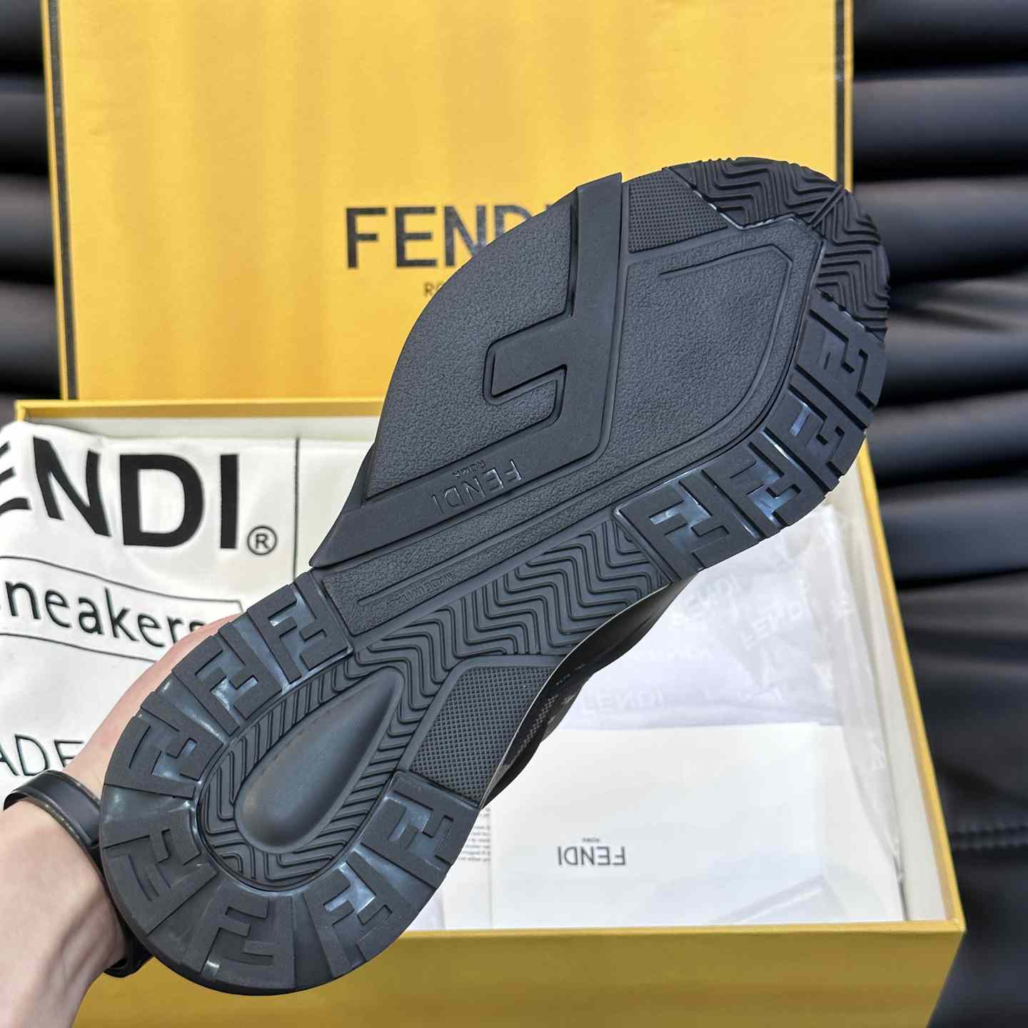 Fendi Flow Brown Mesh Running Sneakers - 