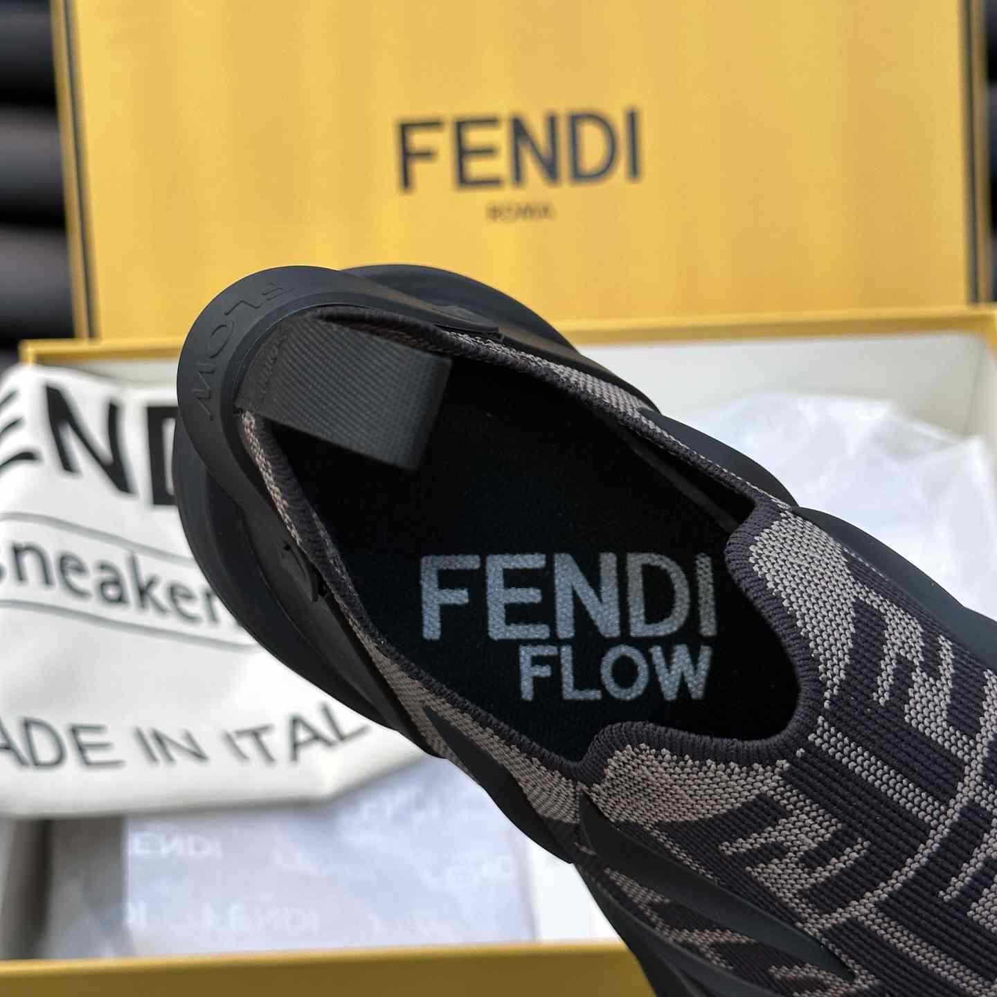 Fendi Flow Brown Mesh Running Sneakers - 