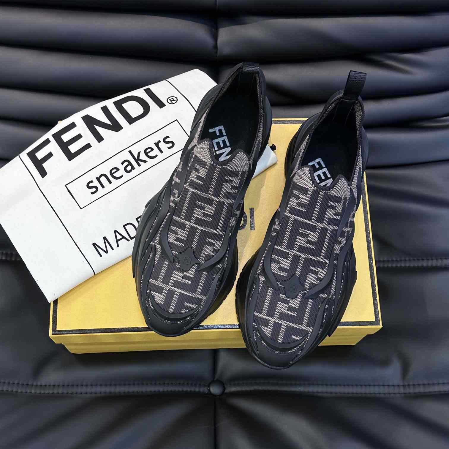 Fendi Flow Brown Mesh Running Sneakers - 