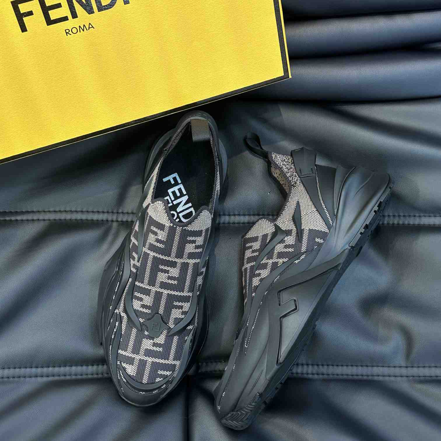Fendi Flow Brown Mesh Running Sneakers - 