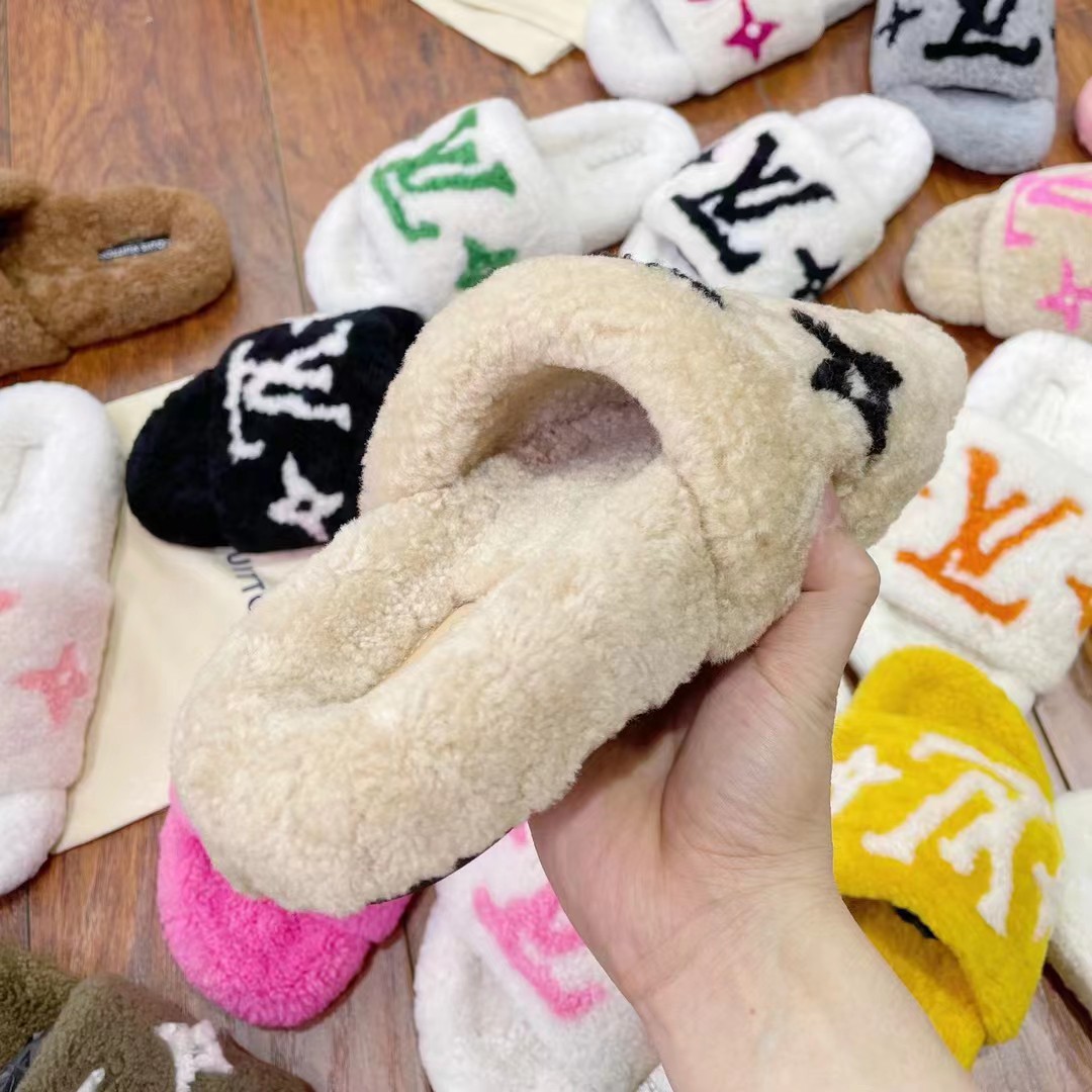 Louis Vuitton Shearling Slides - 