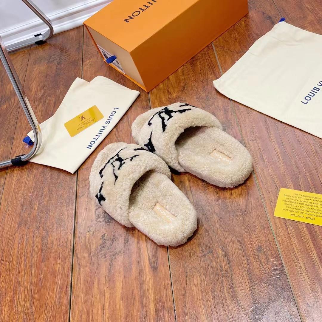 Louis Vuitton Shearling Slides - 