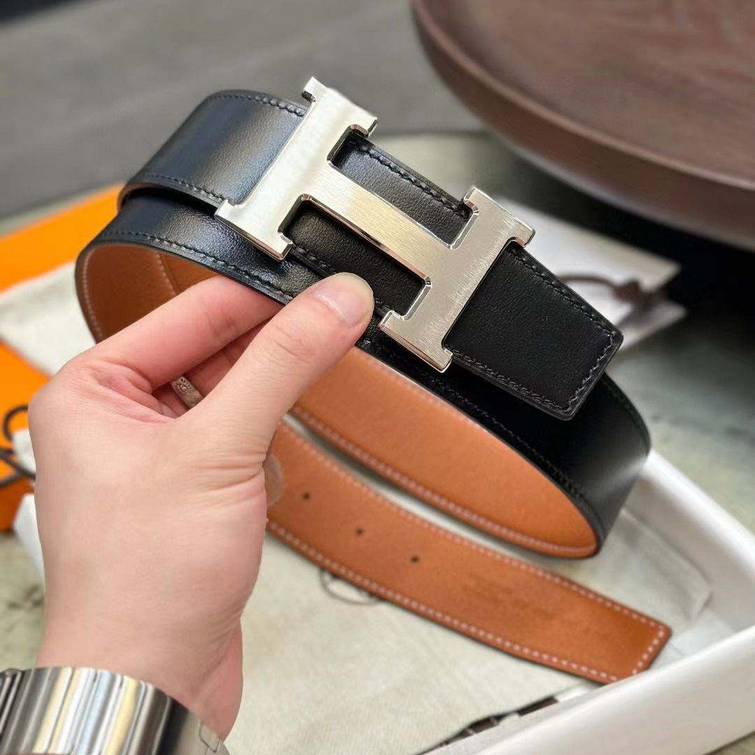 Hermes H Belt Buckle & Reversible Leather Strap - DesignerGu