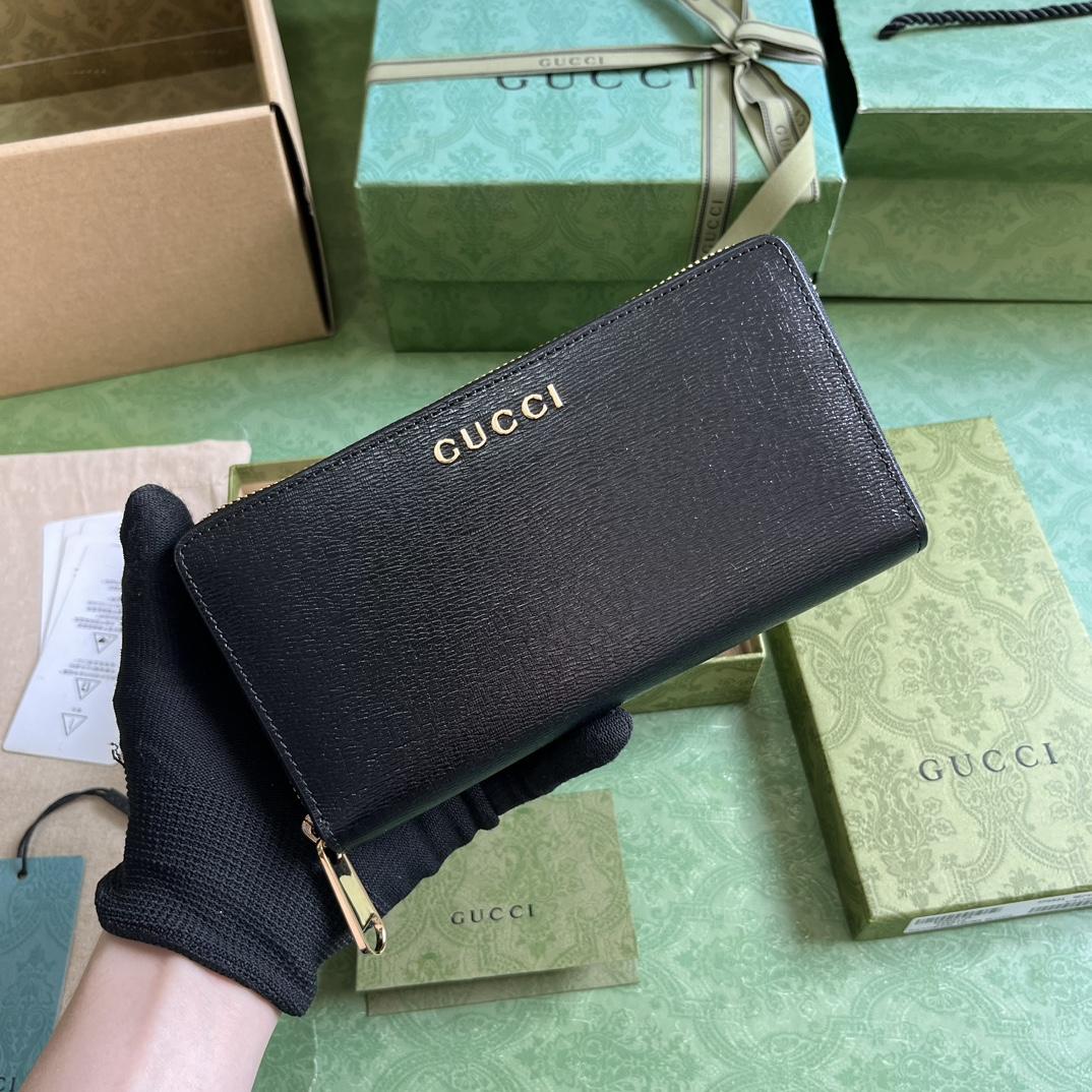 Gucci Zip Around Wallet With Gucci Script (20x 12.5 x4cm) - DesignerGu