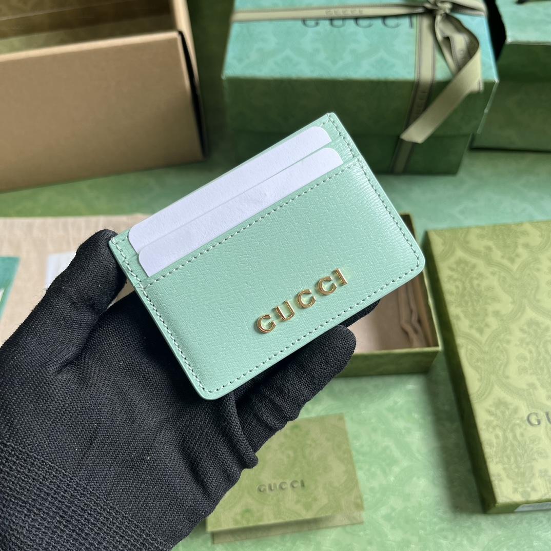 Gucci Card Case With Gucci Script - DesignerGu