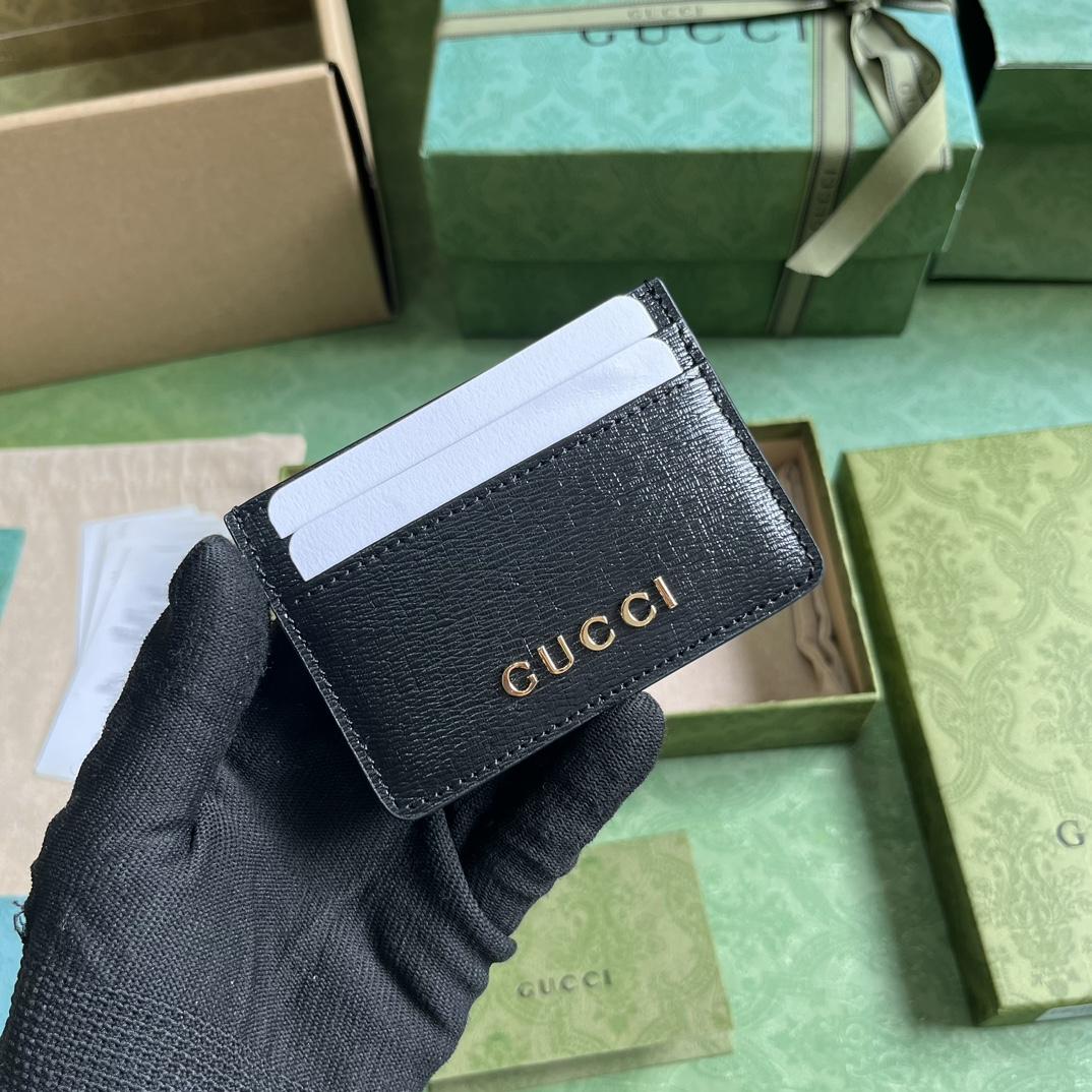 Gucci Card Case With Gucci Script - DesignerGu