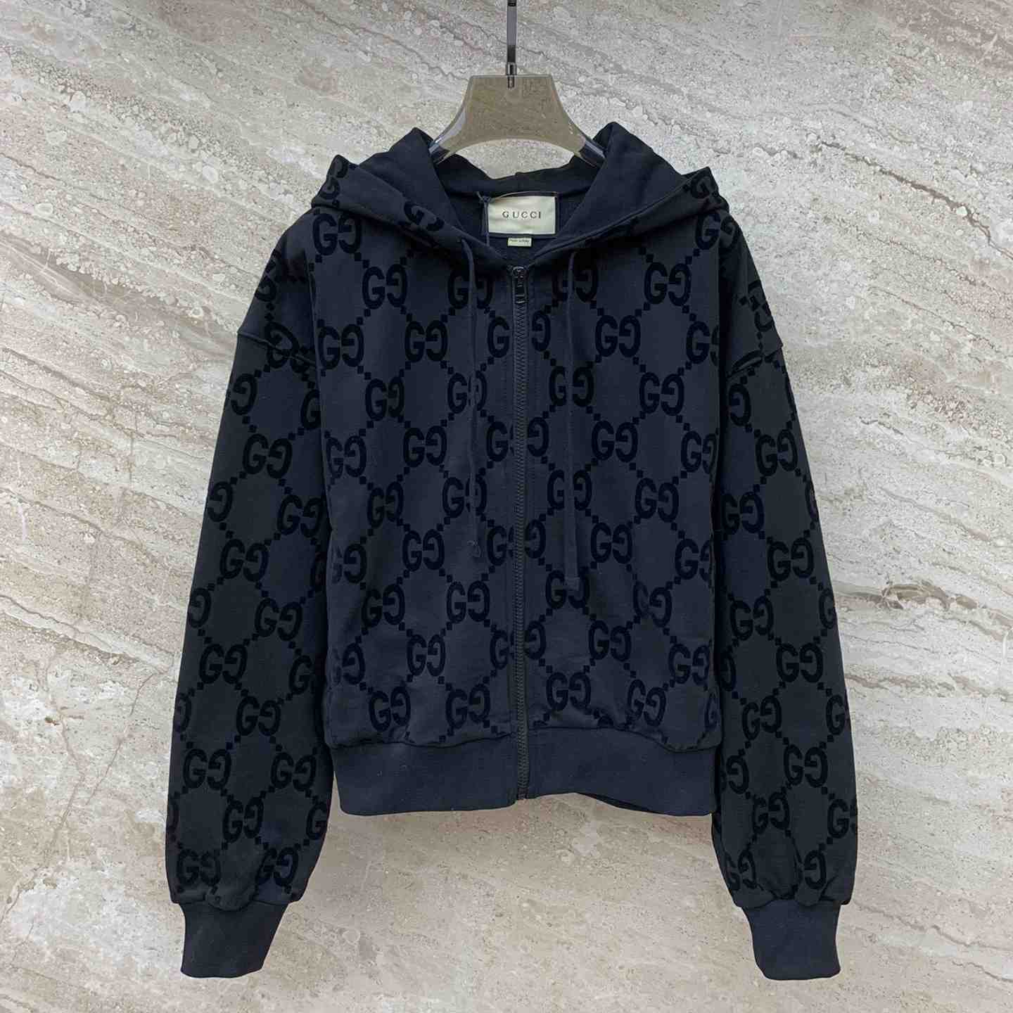 Gucci GG Brushed Cotton Hooded Sweatshirt - DesignerGu