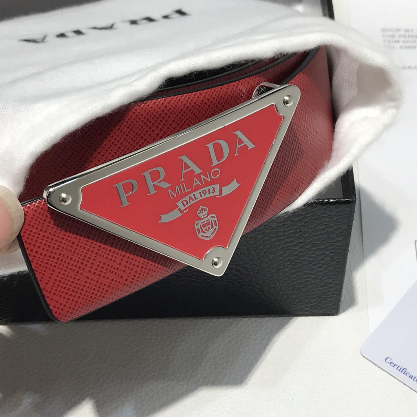 Prada Reversible Saffiano Leather Belt Strap - 