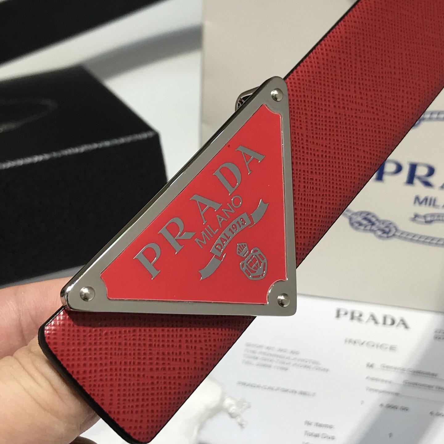 Prada Reversible Saffiano Leather Belt Strap - 