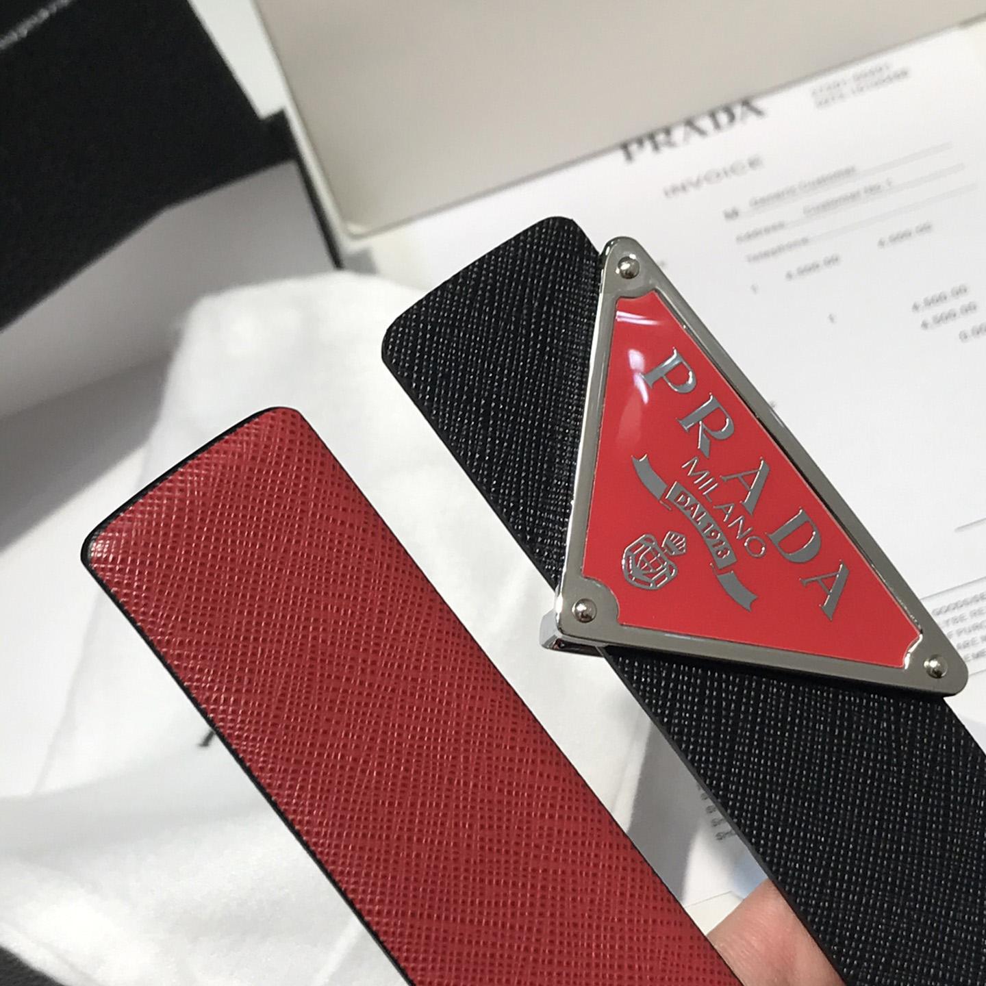 Prada Reversible Saffiano Leather Belt Strap - 